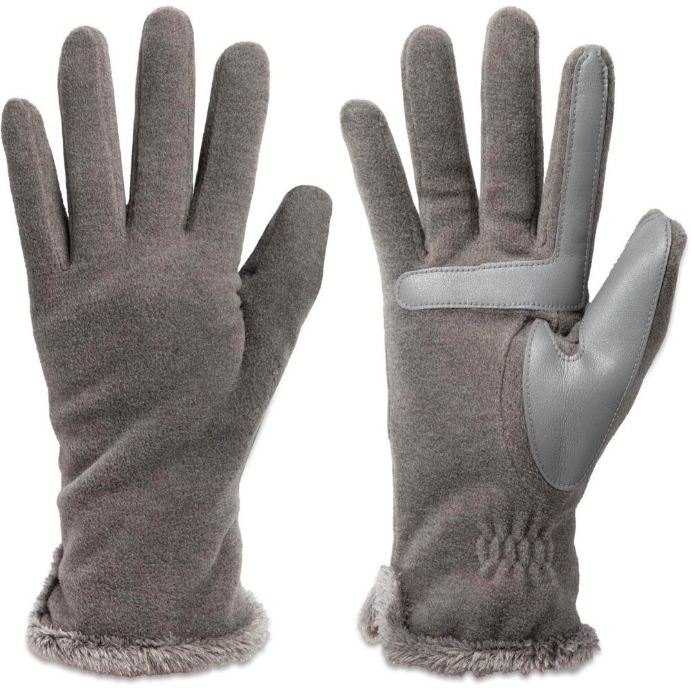 Women's Gray Comfortable Stretch Fleece Lining Microluxe Cold Weather Gloves - Picture 5 of 6